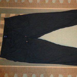 GAP Drawcord Waist Cropped Pants S Black Elastic Waist/Cuffs Pockets